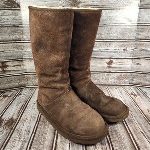 UGG Knightsbridge Women's 9 Zipper Back Tall Sheepskin Suede Brown Boots